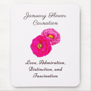 Januari Geboortemaand Bloem Anjer Elegante Flora Muismat