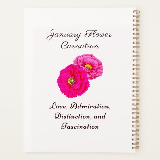 Januari Geboortemaand Bloem Anjer Elegante Flora Planner (Achterkant)