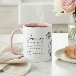 Januari Geboortemaand Bloem Anjer Minimalistisch Mok