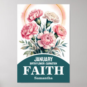Januari Geboortemaand Bloem Christelijke Kinderkam Poster