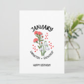 JANUARI Geboortemaand Bloem Verjaardag Kaart (Staand voorkant)