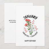 JANUARI Geboortemaand Bloem Verjaardag Kaart (Voorkant / Achterkant)