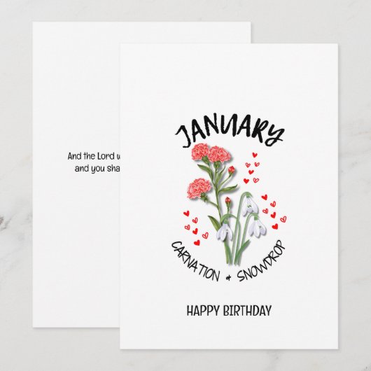 JANUARI Geboortemaand Bloem Verjaardag Kaart (Voorkant / Achterkant)