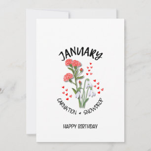 JANUARI Geboortemaand Bloem Verjaardag Kaart