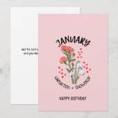  JANUARI Geboortemaand Bloem Verjaardag Kaart (Voorkant / Achterkant)