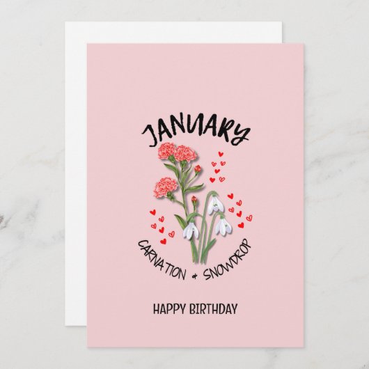  JANUARI Geboortemaand Bloem Verjaardag Kaart (Voorkant / Achterkant)
