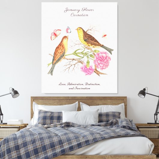 Januari Geboortemaand Bloem Verjaardagscadeau Canvas Afdruk (Insitu (Slaapkamer))