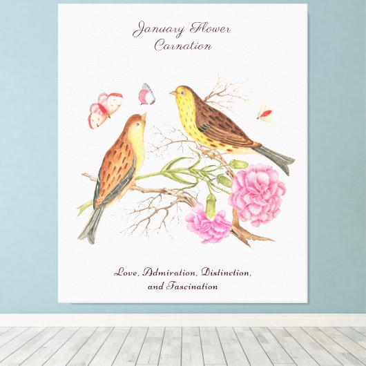 Januari Geboortemaand Bloem Verjaardagscadeau Canvas Afdruk (Insitu (Houten vloer))