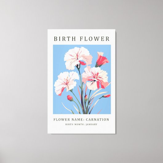 Januari Geboortemaand Bloemenmarkt Canvas Afdruk (Voorkant)