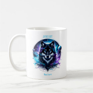 Januari Geboortemaand Spirit Animal Wolf Koffiemok