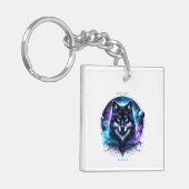 Januari Geboortemaand Spirit Animal Wolf Sleutelhanger (Voorkant Links)