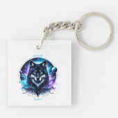 Januari Geboortemaand Spirit Animal Wolf Sleutelhanger (Achterkant)