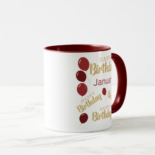 Januari gefeliciteerde verjaardagsMok Mok (Voorkant rechts)