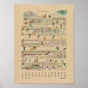 Januari Gelukkige Notities Kalender 2022 Poster