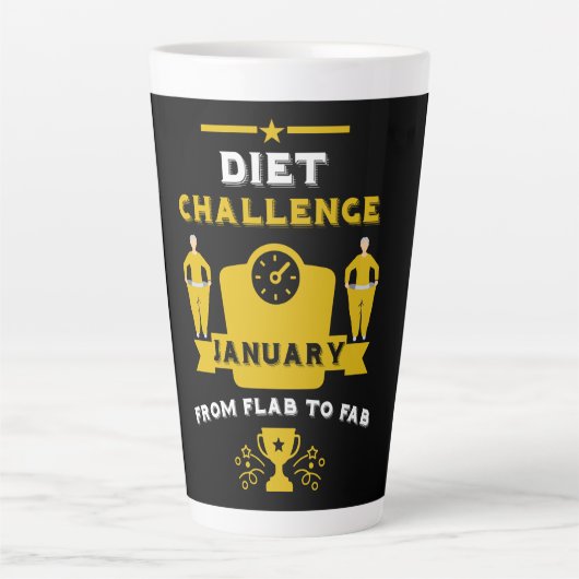 Januari gewichtsverlies gefeliciteerd latte mok (Voorkant)