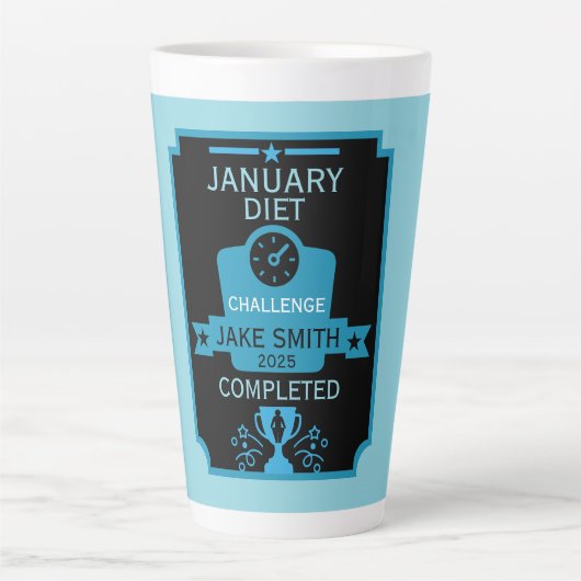 Januari gewichtsverlies gefeliciteerd latte mok (Voorkant)