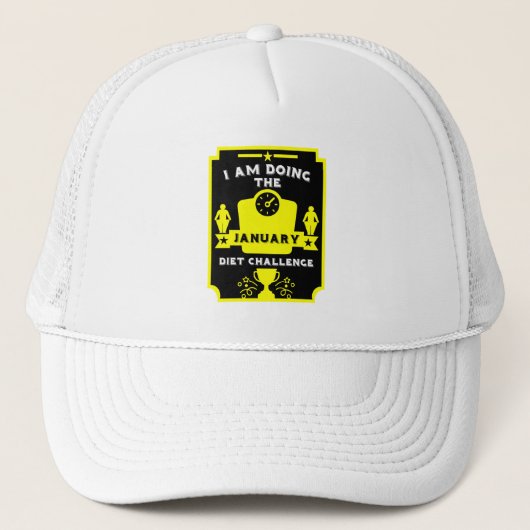 Januari gewichtsverlies gefeliciteerd trucker pet (Voorkant)