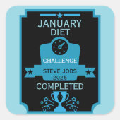 Januari gewichtsverlies gefeliciteerd vierkante sticker (Voorkant)