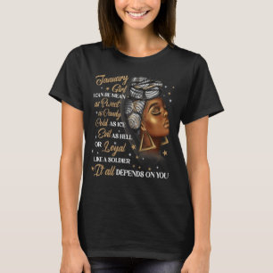 Januari Girl Afro Locs Girl Black Women Queen Birt T-shirt