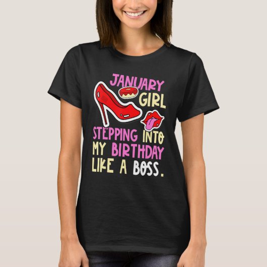 Januari Girl Birth Month Heels Stepping Birthday L T-shirt (Voorkant)