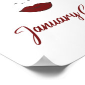 Januari Girl Eyes Cute Red Lips Wink Birthday Poster (Hoek)