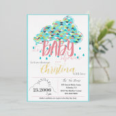 Januari Gold Foil Modern Baby shower Uitnodiging (Staand Voorkant)
