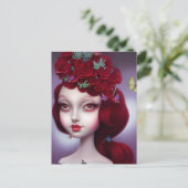 Januari Granaat Rode Rozen Meisje Briefkaart (Staand voorkant)