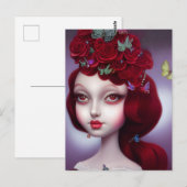 Januari Granaat Rode Rozen Meisje Briefkaart (Voorkant / Achterkant)