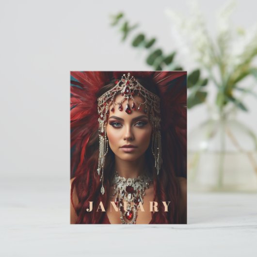 *~* JANUARI Hoofdadres Boho GARNET AP53 Briefkaart (Staand voorkant)