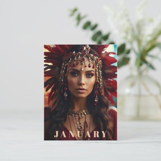 *~* JANUARI Hoofdadres GARNET AP53 Boho Briefkaart (Staand voorkant)