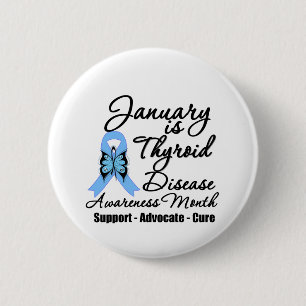Januari is maand van Thyroid Disease Awareness Ronde Button 5,7 Cm