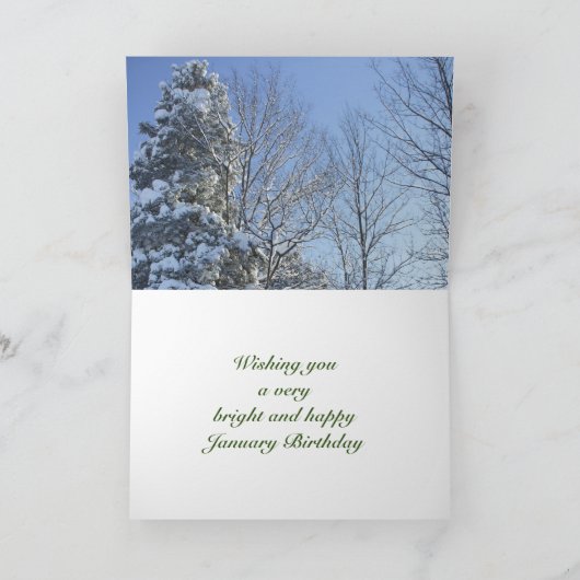 Januari Kaart van de Birthday-Winter Tree Scene (Binnen)