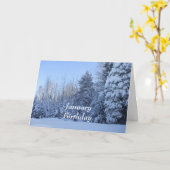 Januari Kaart van de Birthday-Winter Tree Scene (Gele Bloem)