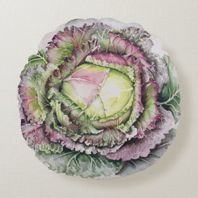 Januari King Cabbage Rond Kussen (Voorkant)