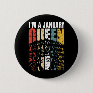 Januari Koningin Zwart Amerikaanse Verjaardag Mela Ronde Button 5,7 Cm