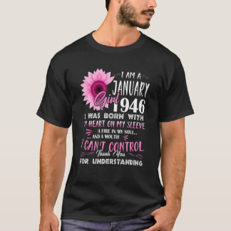 Januari meisje 1946 76e verjaardag Gift 76 jaar ou T-shirt
