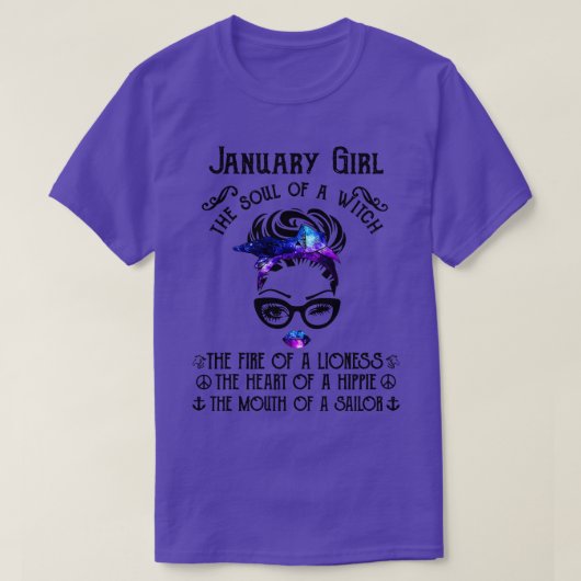 Januari Meisje De Ziel van een Heks Het Vuur van L T-shirt (Design voorkant)
