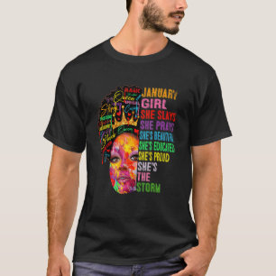 Januari Meisje Ze speelt en bidt Januari Dag G T-shirt
