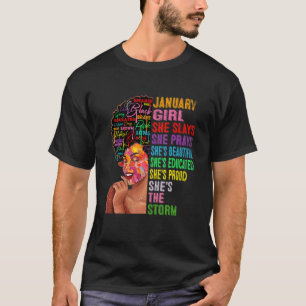 Januari Meisje Ze speelt en bidt Januari Dag G T-shirt