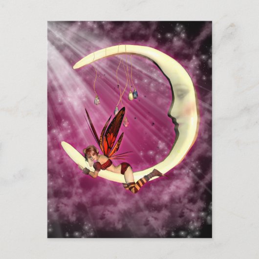 Januari Moon Fairy Post Card Briefkaart (Voorkant)