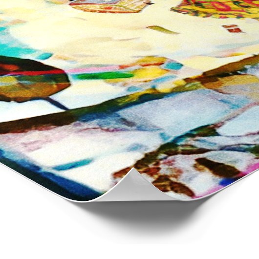 Januari Naive Folk Art Winter Night Poster (Hoek)