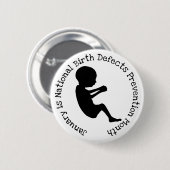 Januari Nationale Maand van de Preventie van de De Ronde Button 5,7 Cm (Voorkant /achterkant)