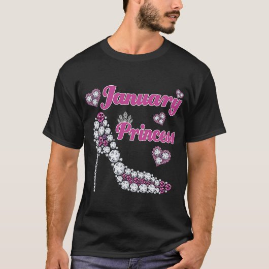Januari Princess Happy Birthday High HielBorn Jan T-shirt (Voorkant)