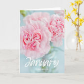 Januari Roze Anjer Geboorte Maand Bloem Verjaardag Kaart (Gele Bloem)