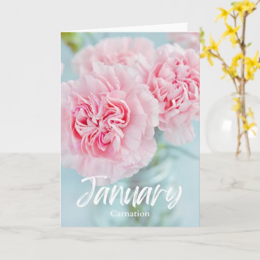 Januari Roze Anjer Geboorte Maand Bloem Verjaardag Kaart (Gele Bloem)
