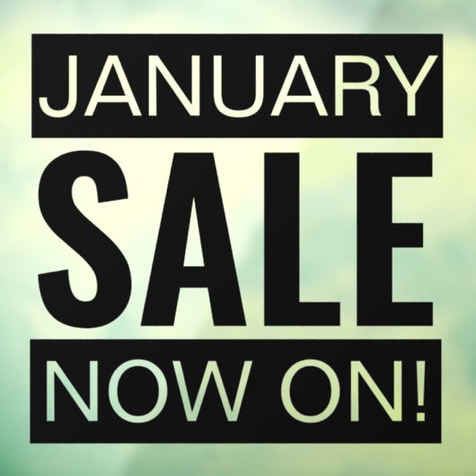 Januari Sale Zwart Raamsticker (Vel 3)