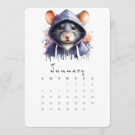 Januari Stand-alone Kalender Mouse Splash Art Menu (Voorkant)