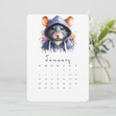 Januari Stand-alone Kalender Mouse Splash Art Menu (Staand voorkant)