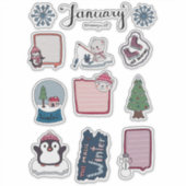 Januari stickerblad – Knuffelbeertjes & Wintermagi Sticker (Voorkant)