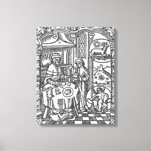 Januari, uit de 'Almanach des Bergers', 1491 Canvas Afdruk (Voorkant)